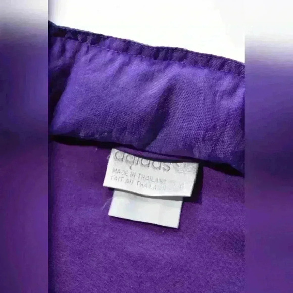 90s ADIDAS Neon Blue Purple Nylon  Anorak Windbreaker Track Jacket Hoodie L XL - Picture 9 of 9